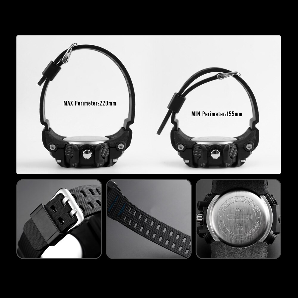 Skmei outdoor sporthorloge heren dames dual display digitaal polshorloge 3 tijd dames stopwatch waterdichte horloges reloj