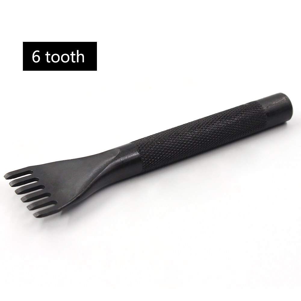 3mm DIY Leather Hole Punching Tool Leather Spacing Line Chisel Tool Flat Hole Puncher DIY Leather Craft Stitching Punch Tool: 6 teeth