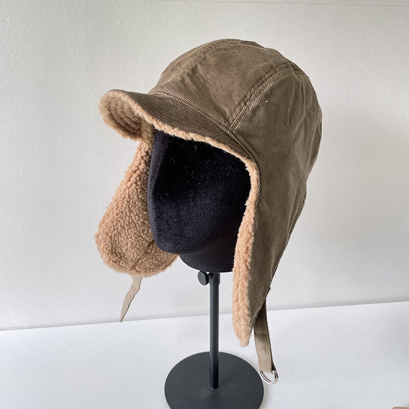 Unisex mænd kvinder øreværn kasket trapper bomber varm trooper øreklapper vinter ski hat solid fluffy imiteret pels kasket motorhjelm hatte