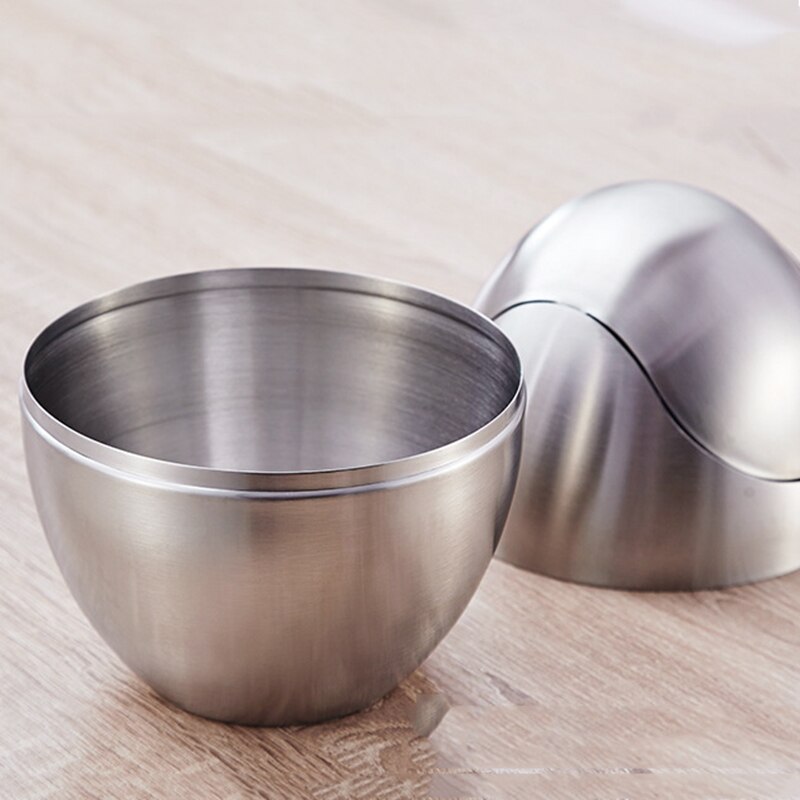 Stainless Steel Small Trash Bin Recycling Cover Table Nordic Bedroom Garbage Bin Kitchen Metal Desk Poubelle Home Garden