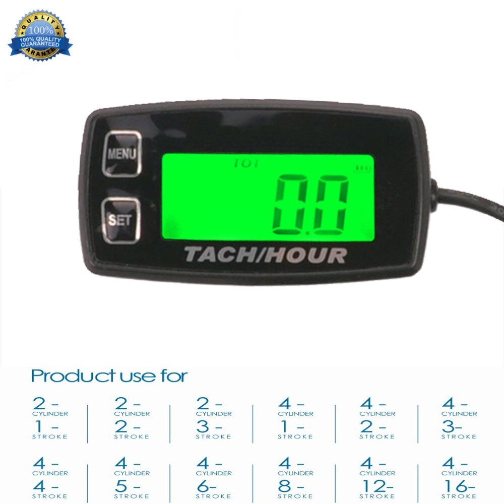 Motor Urenteller Inductieve Toerenteller Gauge Backlit Digitale Resettable voor 2/4 Takt motor marine glidersnow blowe HM035R