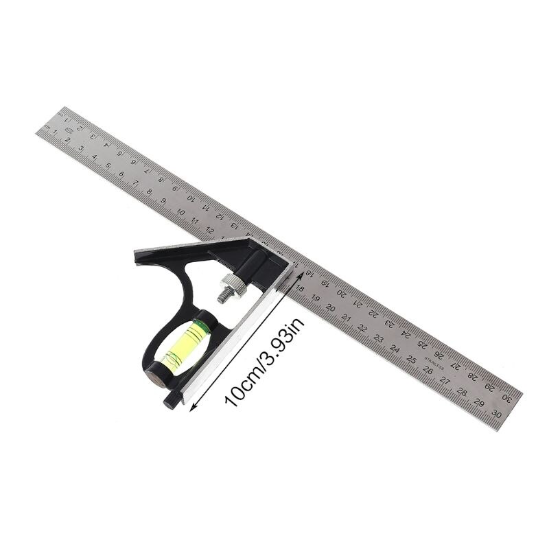 Adjustable Sliding Combination Square Ruler Level Measuring Tool 300mm (12\") 62KC