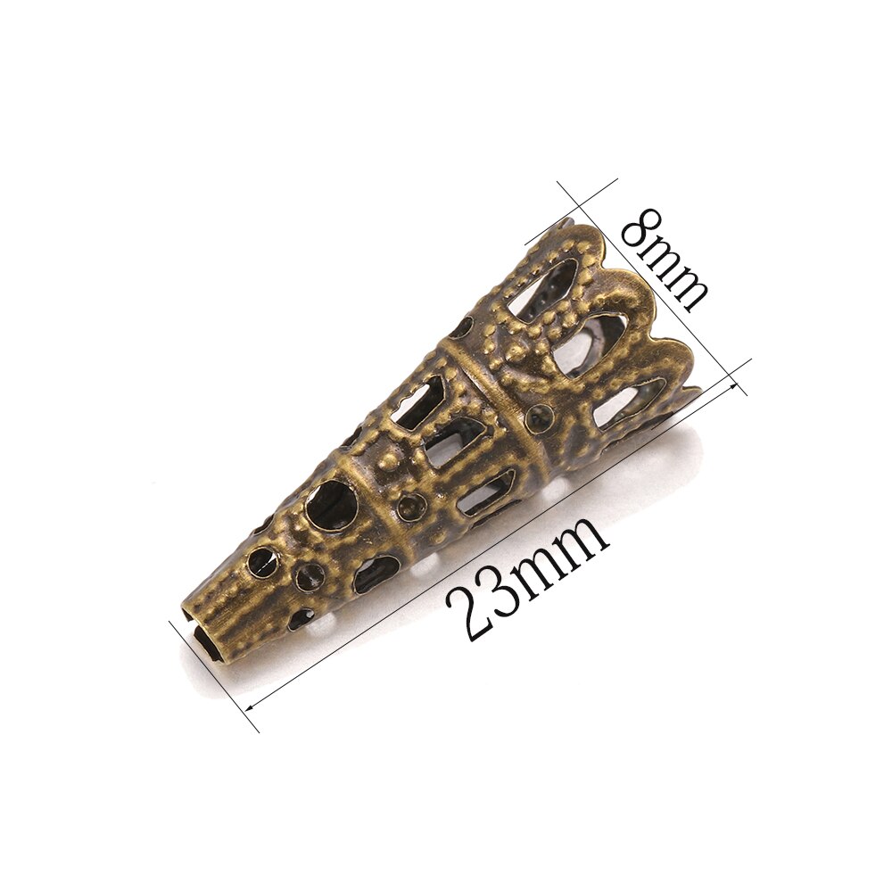 50pcs/lot Rhodium Alloy Bugle Cone Bead Caps Crystal Pendulum pendant End Cap For DIY Jewelry Making Supplies Findings