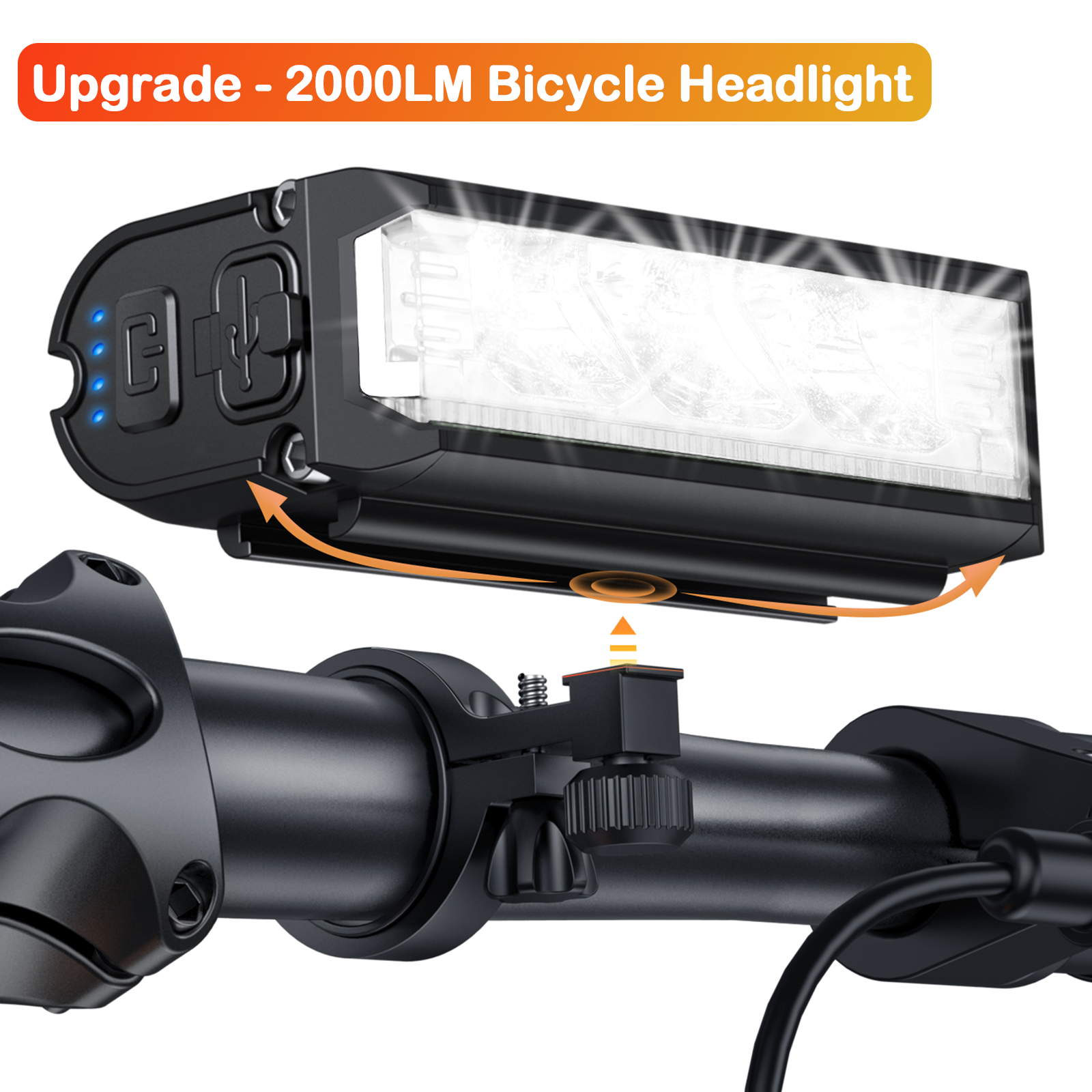 Faro per bicicletta Rockbye con allarme clacson telecomando fanale posteriore per bicicletta impermeabile con indicatore di direzione allarme antifurto per bicicletta: bianca