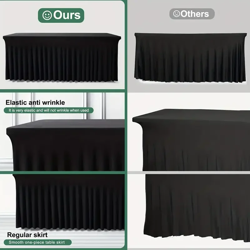 Tafelkleed Rok Rechthoek Tafels Rokken Polyester Hoes Tafelkleed voor 1,80 meter met rok Feest Bruiloften Decor