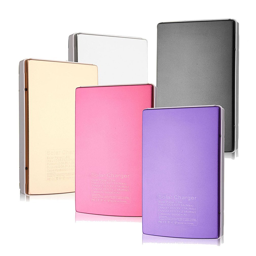 50000 mah dobbel usb solenergi ekstern strømbank batterilader til telefon nettbrett