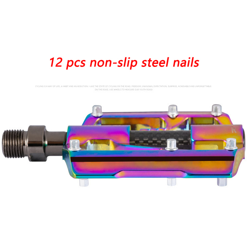 Promend Mtb/Racefiets Kleurrijk Koolstofvezel Pedaal Anti-Slip Ultralichte Mountainbike Big Foot Pedalen 3 Lagers Pedaal Vtt