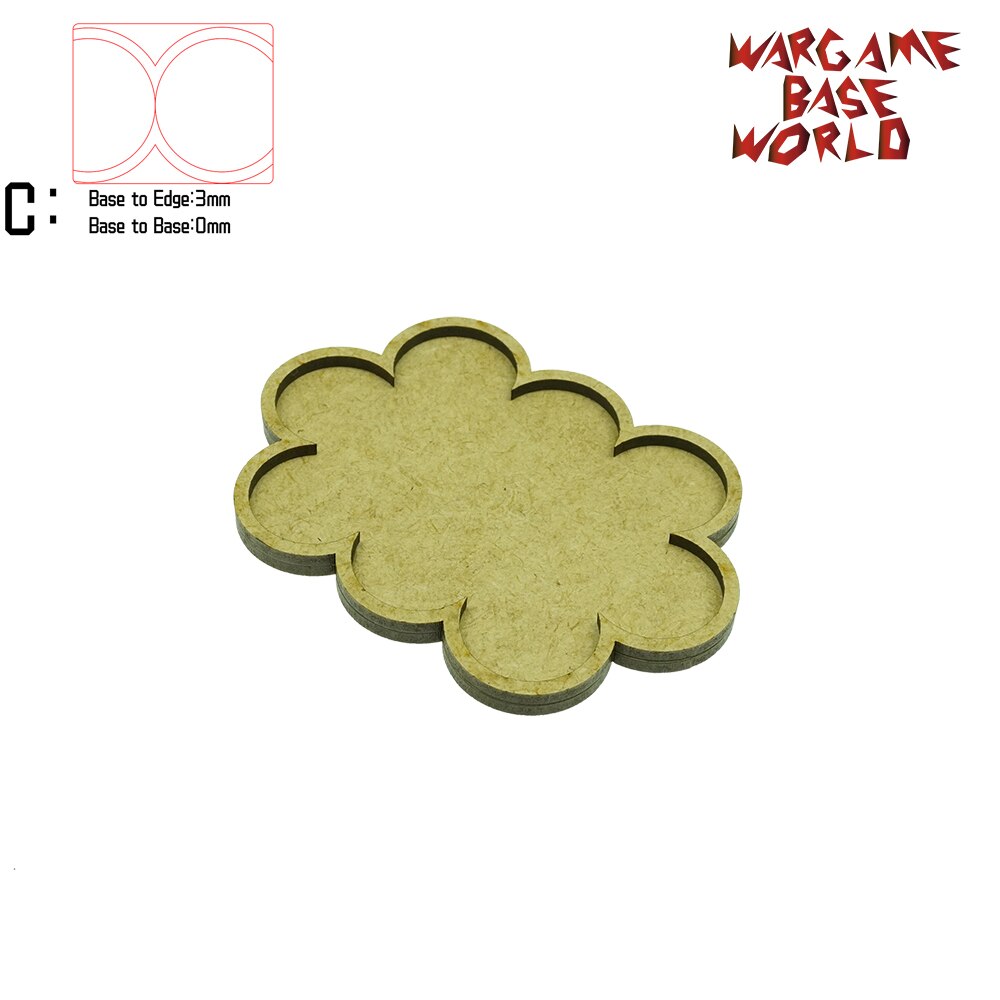 Wargame base world - bevægelsesbakke  - 10 baser 25mm runde - forstyrrelser form mdf: Kant 3 basetobase 0