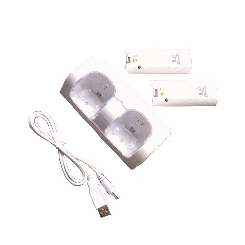 OSTENT Wit Dock Station Charger + 2 Batterij Packs voor Nintendo Wii Remote Controller