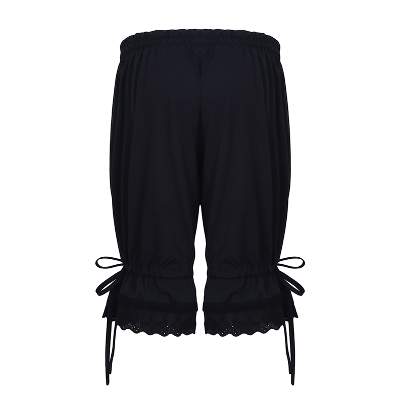 Pantaloni corti pantaloncini da donna in pizzo estivo moda femminile pantaloni a gamba larga casuale larghi pantaloncini elastici Wasit: M / nero