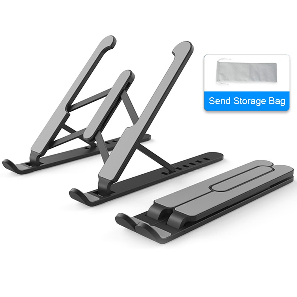 Laptop Stand Voor Mackbook Kantoor Universal Opvouwbaar Verstelbare Hoek Draagbare Aluminium Legering Koeling Non Slip Laptop Stand: Black