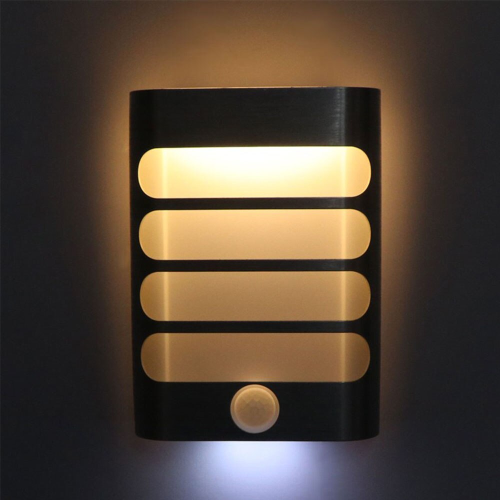 Sensor Nachtlampje LED batterij bedienen Draadloze PIR Infrarood Motion Sensor Wandlamp Auto On/Off voor Hal Toegang trappen: Warm White