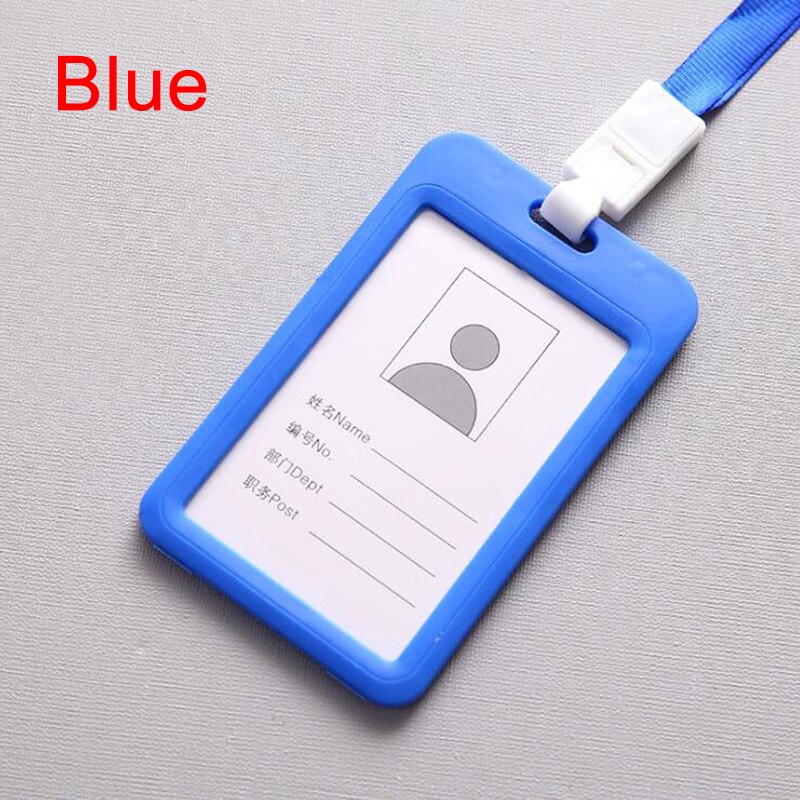 Work Card Holder With Rope Student Plastic Staff Name ID Card Employee Badge Work Certificate Identity Badge 1Pc: BL