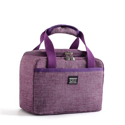 Thicken Waterproof Oxford Thermal Insulated Lunch Bag for Men Women Portable Picnic Food Bag Large Capacity Lunch Box Tote Pouch: Purple