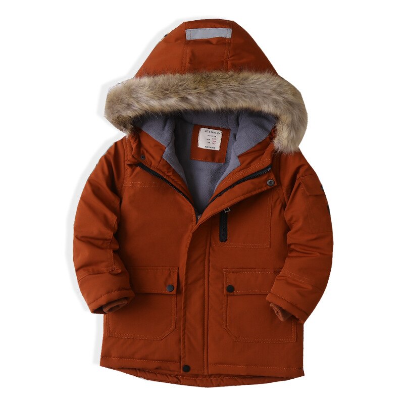 Menino parkas casaco de inverno para o bebê menina zíper com capuz estilo europeu crianças menino parkas