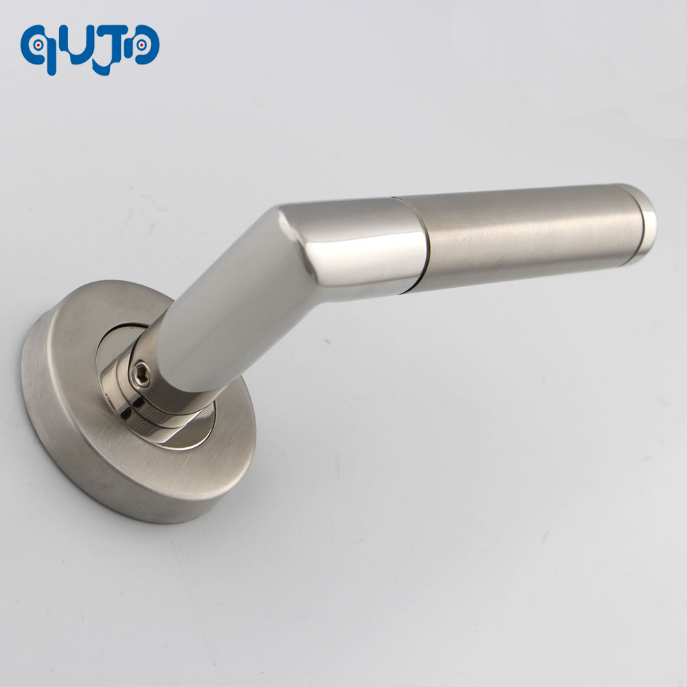 Commercial Tube Door Lever Handle On Rose Polished and Satin Lever Door Handles