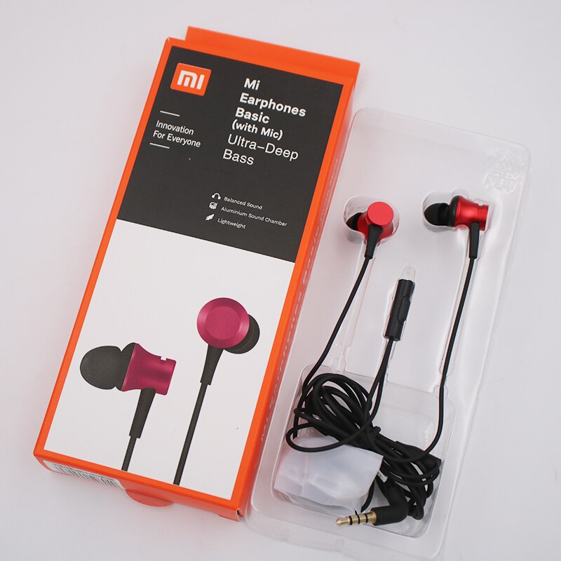 Căști xiaomi piston 3 mi fresh 3.5mm căști intraauriculare cu microfon pentru mi note 10 cc9 x2 f2 pro redmi 8a 9c note 8 8t 9 pro max 9s: Roşu