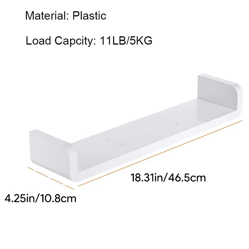 Floating Shelf Wall Shelf Non-Drilling, U Bathroom Organizer Display Ledge for Home Decor/Kitchen/Bathroom Storage - L