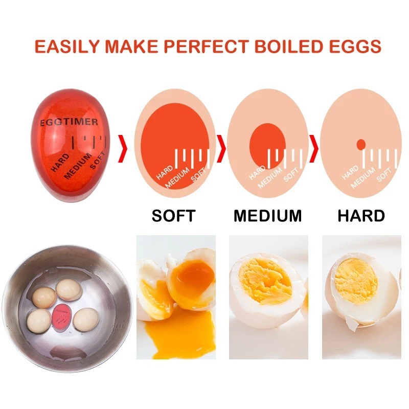 Reusable Egg Timer Fully Cooked Half-cooked Egg Cooker Colour Changing Resin Boiled Egg Timer Kitchen Timer Tool