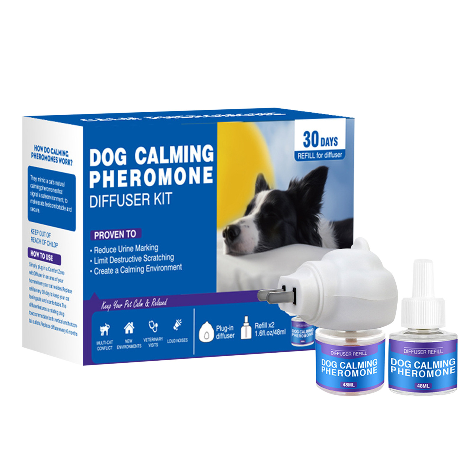 48/96ml Calming Diffuser Comfort Natural Pheromone Diffuser Calming Pheromone Long Lasting Calming Diffuser For Cats, Dogs: PURPLE