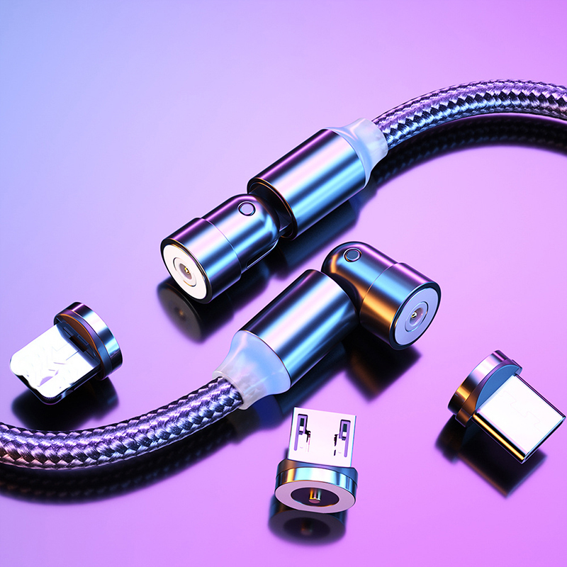 540 roterende magnetkabel hurtiglader magnetlader mikro usb type c kabel mobiltelefon ledning til iphone xiaomi samsung
