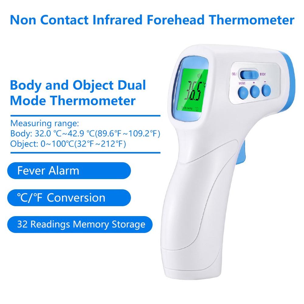 Digital LCD Non-contact IR Infrared Thermometer Surface Temperature Measurement Data Hold Function 3 colors
