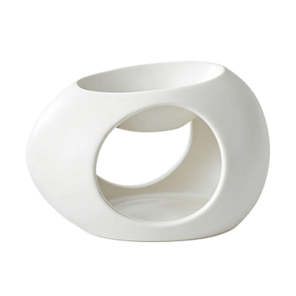 Portacandele in ceramica Bruciatore di olio essenziale Diffusore di canna Forno per uso domestico Spa Salon Bruciatore di incenso per aromaterapia liquida: BIANCO