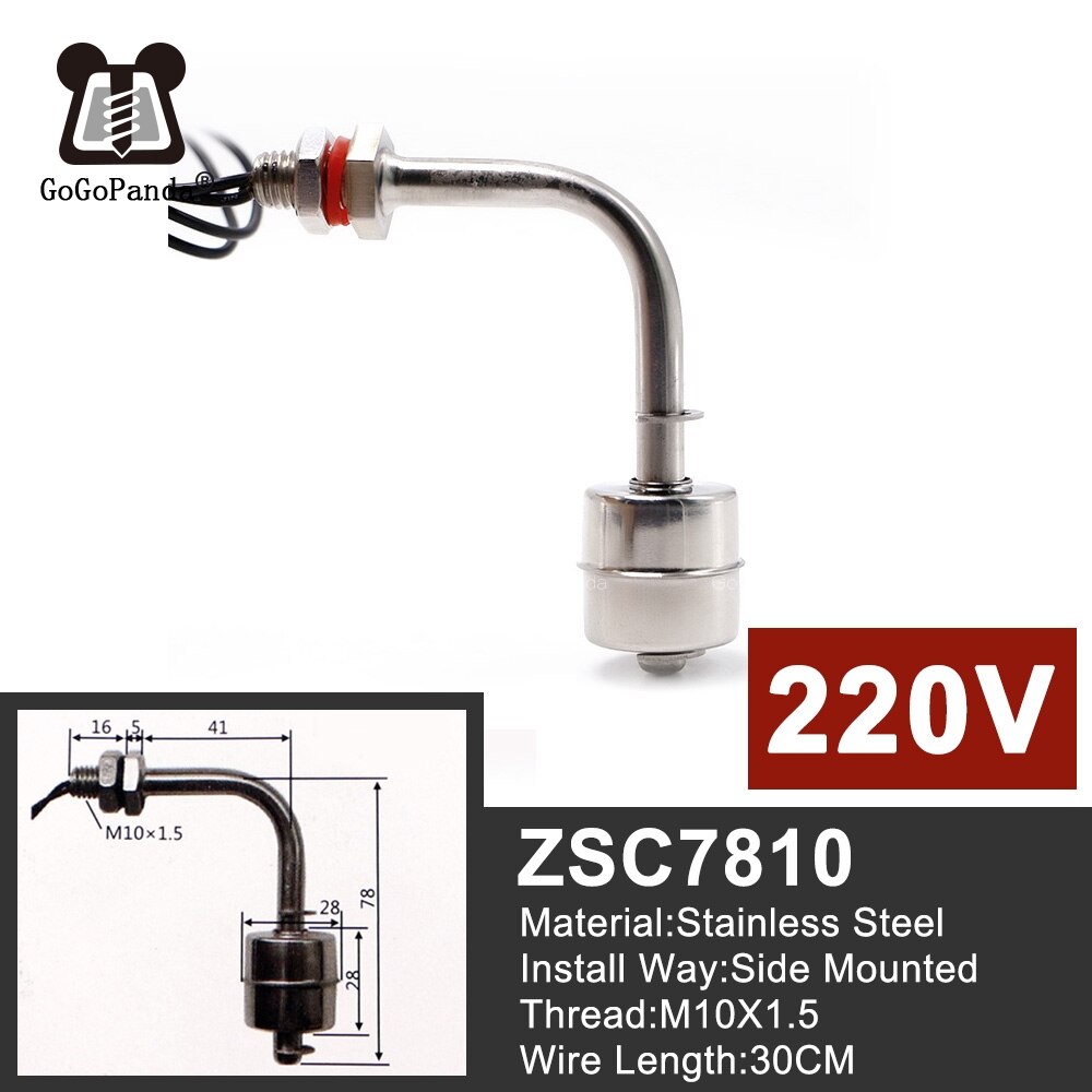 Capteur de niveau d'eau de réservoir latéral, livraison gratuite, interrupteur à flotteur en acier inoxydable liquide zsc 12 100v/220v general zsc 11- zsc 19: Zsc 7810 220v
