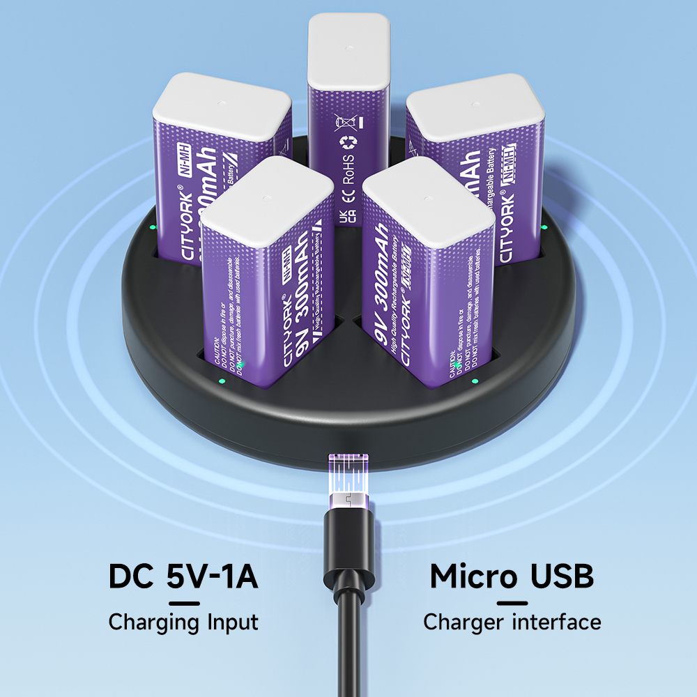1-10PCS 9V NIMH Rechargeable Battery 9V 6F22 NI-MH Batteries for Microphone Electric Guitar With 5 Slots 9V Battery Charger