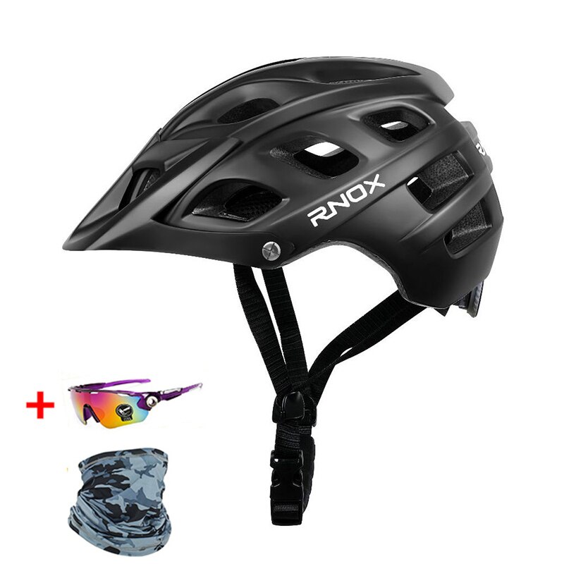 RNOX-casco de ciclismo ligero para hombre y mujer, gorra de seguridad transpirable en molde, para deportes al aire libre, equipo de bicicleta de montaña y carretera: black 2