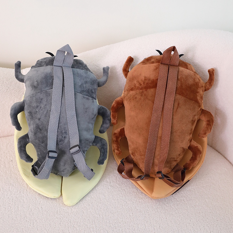 Mochilas de felpa con forma de cigarra y insecto de vaca de las tierras altas, lindas mochilas escolares esponjosas con animales, bolsas suaves Kawaii, de cumpleaños y graduación para niños