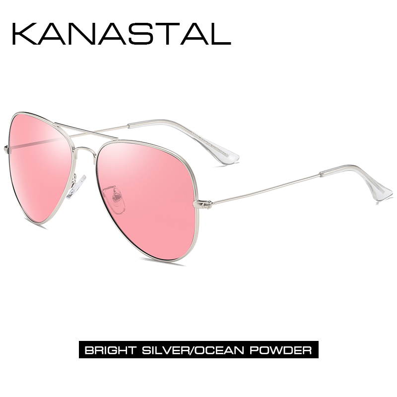 Luftfahrt Sonnenbrille Männer Frauen Nacht Vision Weibliche Polarisierte Sonne Gläser Für Fahren Pilot Twin Strahl Anti-Glare Brillen UV400: Pink / With Package