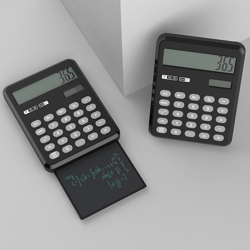Handwriting Board Calculator Pull-out 12-digit Solar Calculator Dual Power Supply Compact Portable Large-screen Calculator