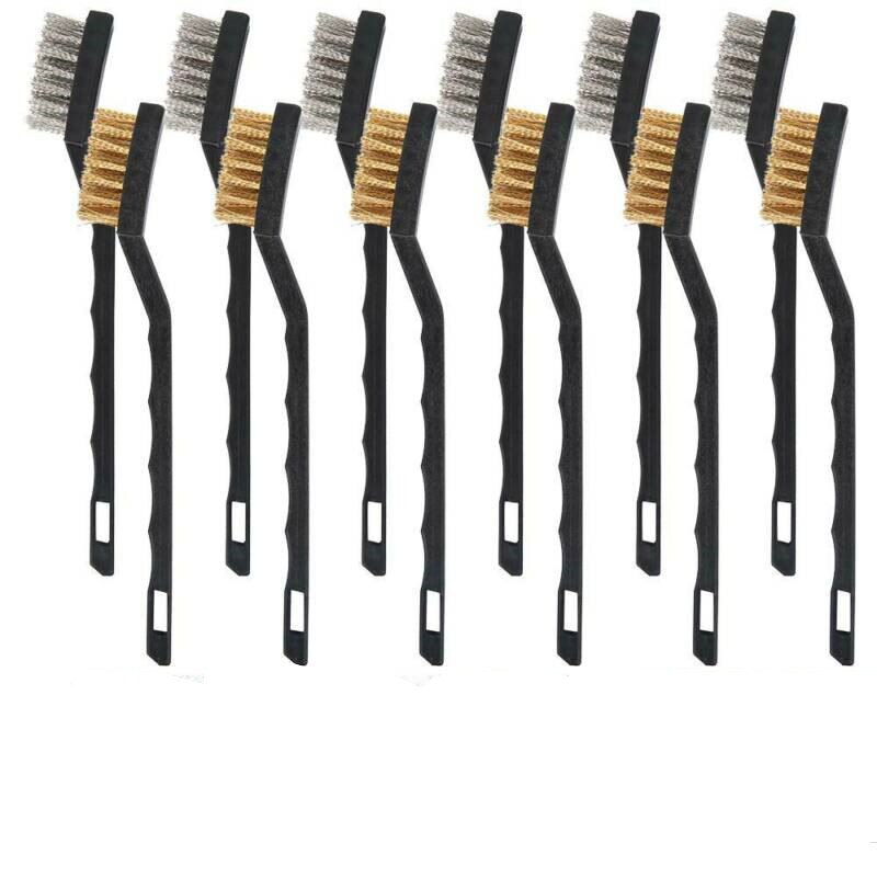 12pcs Cleaning Brushes Tool 7 inch Wire Brush Set Mini Micro Steel Brass Brush DIY Paint Metal Polishing Rust Remover