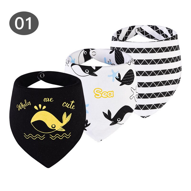 Slabbers Waterdicht voor 0-2 Jaar Oud 3 stuks/set Katoen Bandana Accessoires 3 lagen Cartoon Print Baby Driehoek handdoek: 1