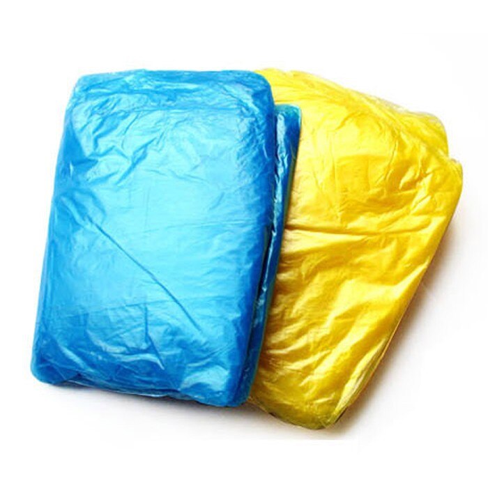 Unisex engangs regnfrakke voksen nødtæt vandtæt hætte poncho rejse camping skal regnfrakke