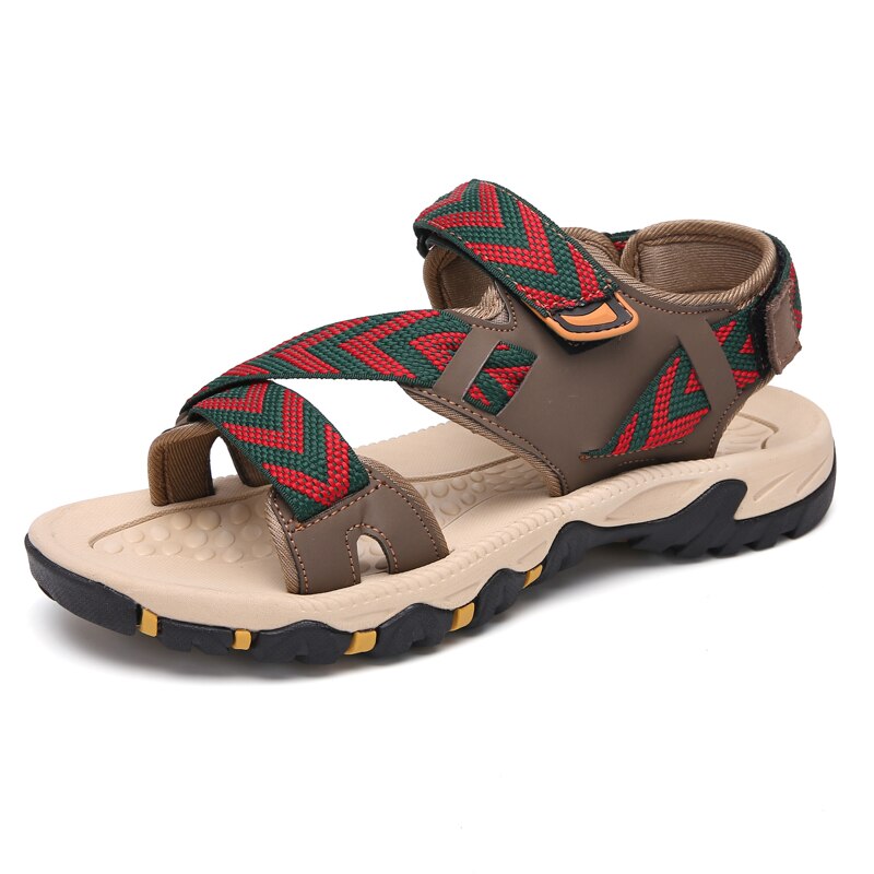 2020 caldo Uomo di sport Sandali di Lusso Scarpe Da Spiaggia Degli Uomini Del Progettista Mens tutto'aperto Sandali Antiscivolo Da trekking Sandali Uomo Scarpe Da Ginnastica uomini: cachi / 5.5
