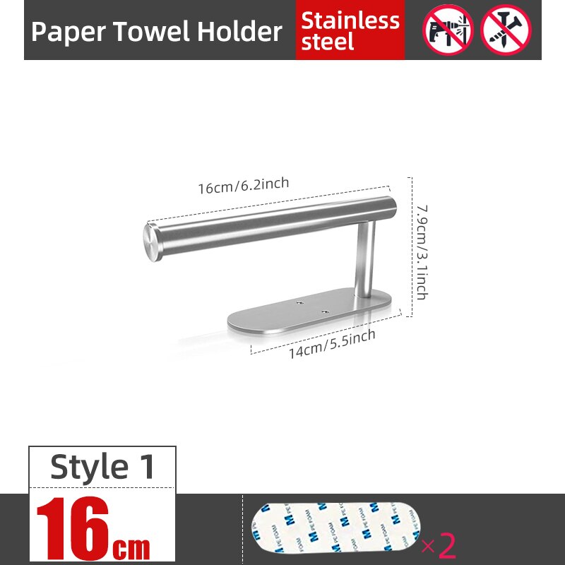 Toalettholder selvklebende veggmontert toalettpapirhåndkleholdere baderomshylletilbehør kjøkkenrullpapirstativ: 16cm fliser