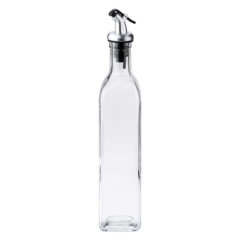150/250/500ml gennemsigtig glas olivenolieflaske lækagesikker køkken krydderi sojasovs eddike tryk type cruet grillflaske: 500ml