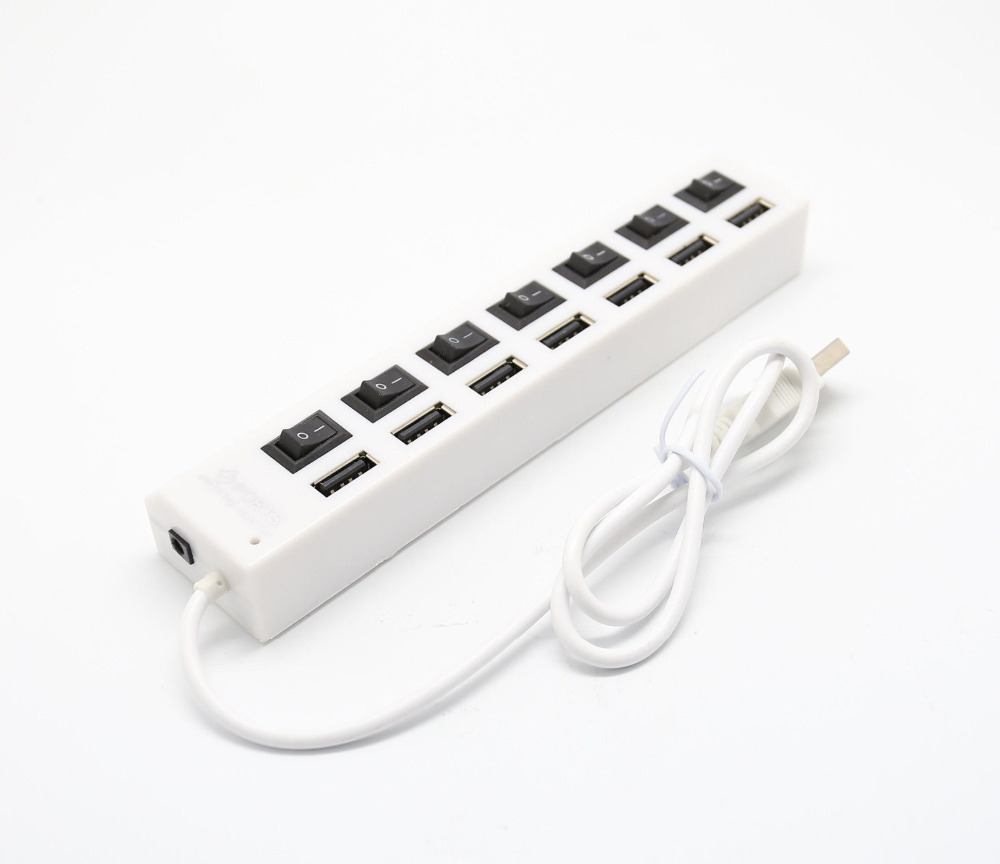 7 portar usb-hub led usb höghastighets 480 mbps adapter usb-hub med strömbrytare för pc bärbar dator pc bärbar dator med på / av