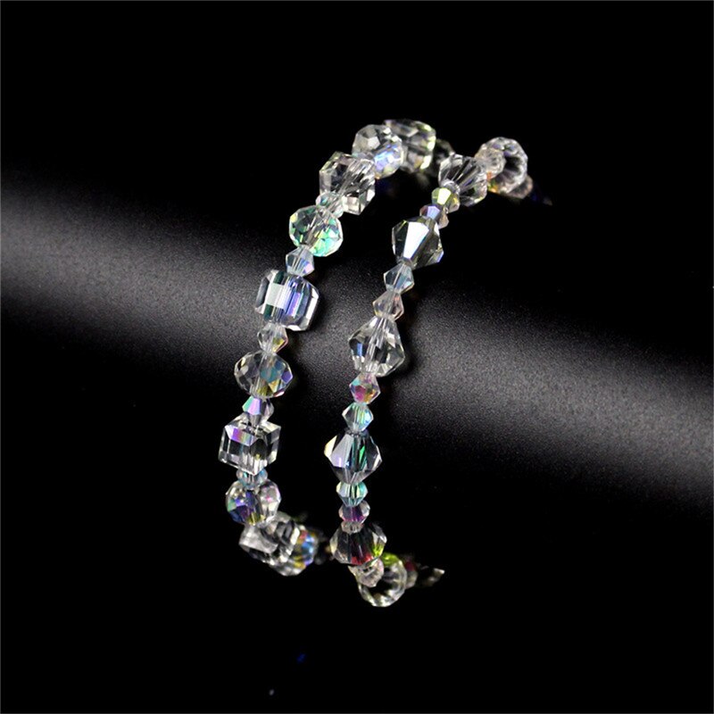 Summer Square Crystals Link Chain Stretch Charm Bracelets For Women Adjustable Party Jewelry Pulseras Mujer