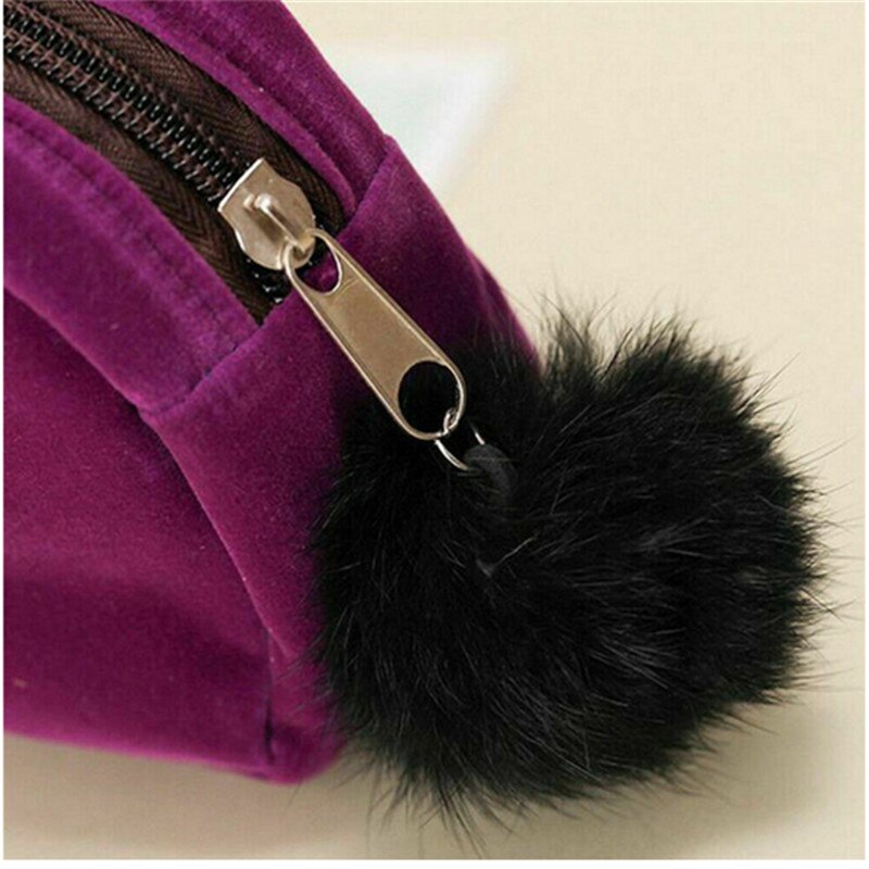 Cute Flannel Small Cosmetic Bags Women Makeup Cartoon Cat Storage Bags Travel Organizer Pen Pencil Pouch Bags