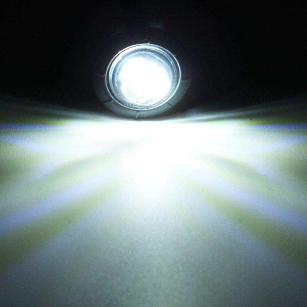 Fuleem 50PCS 3led White 3/4 Inch Mini Led Marker Clearance Light side marker lights 12V Waterproof