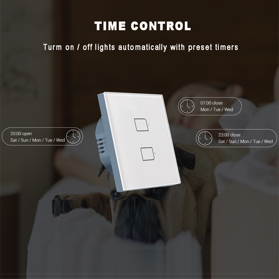 New broadlink bestcon  tc2s- eu standard  rf433 smart wall light touch switch works with alexa, google home, and smart home applications.
