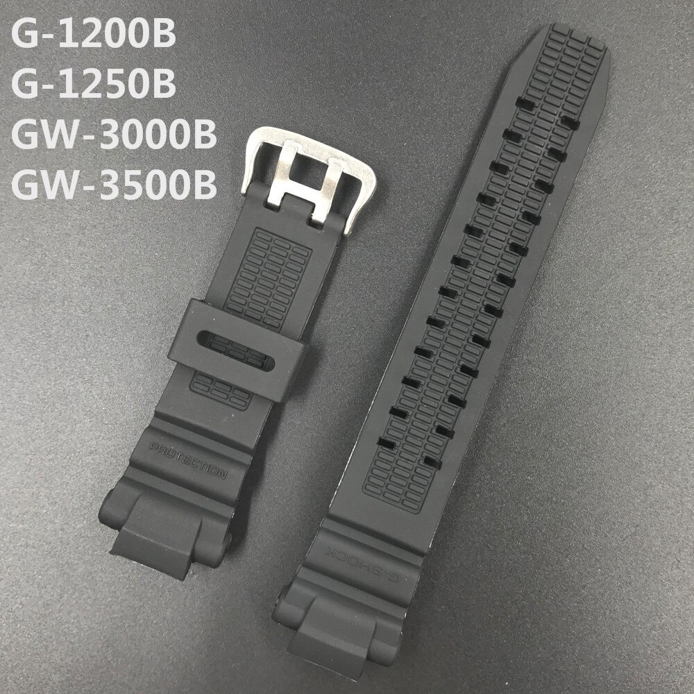 Correa de reloj Casio GW-3500B para hombre, pulsera deportiva de GW-3000B, correa negra con hebilla de silicona suave y Pin de goma, herramienta