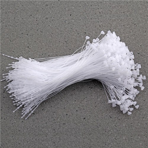 5000 Pieces/lot 5" White Hang Tag Loop Garment Price Tag Barbs Security Loop Snap Lock Plastic Tag Fastener Hang Ties: white