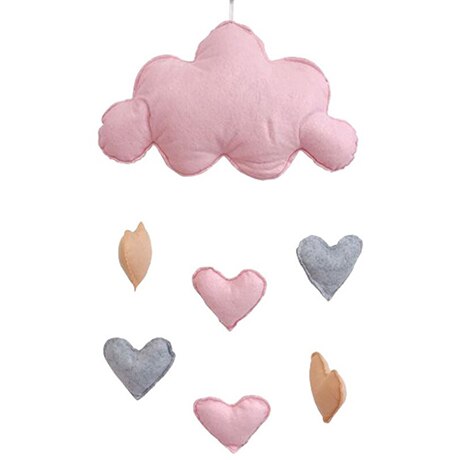1Pc Wolken Wind Chime Baby Bed Bel Kinderkamer Decoratie Fotografie Props Zachte Rammelaars Mobiele Wandelwagen Opknoping Baby speelgoed: Pink cloud heart