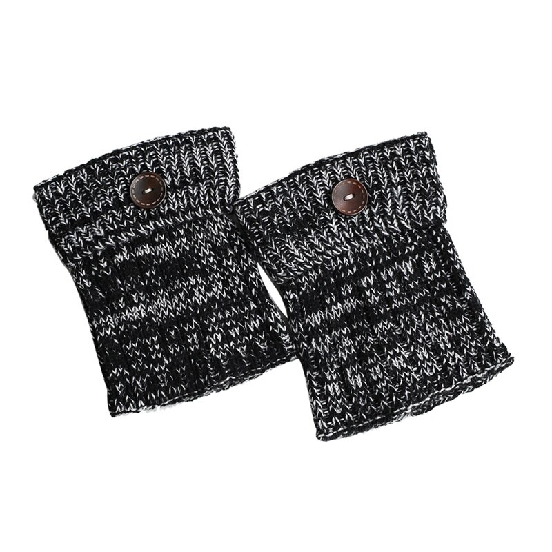 1 Paar Beenwarmers Vrouwen Korte Knop Thermische Gebreide Boot Manchetten Yoga Sokken Cover Schoen Laars Sokken Beenwarmers: BW