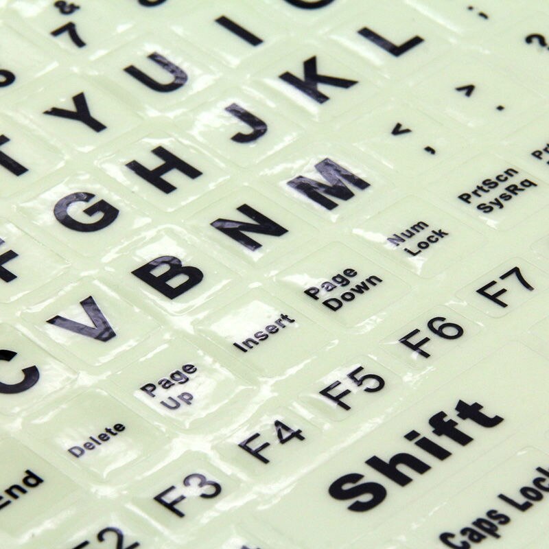 SR Luminous 4 Fonts English 107 68 47 Keys Keyboard Cover Sticker Skins Film Glow in Dark Capital Letters Laptop Accessories