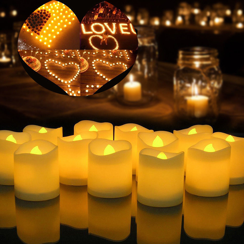Pak Van 24 Flickering Vlamloze Led Theelichtjes Afstandsbediening Batterij Aangedreven Kaarsen Voor Thuis Diner Party Kerst Decoratie